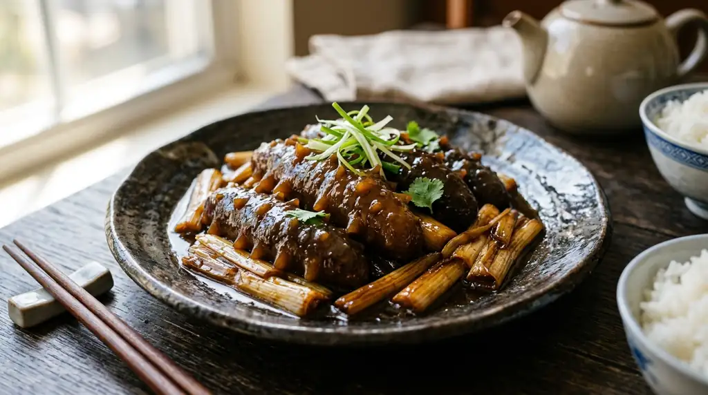 Braised Sea Cucumber with Scallions (Cong Shao Hai Shen)