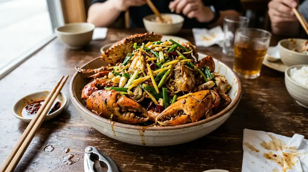 Ginger and Scallion Crab (Cong Jiang Chao Xie)