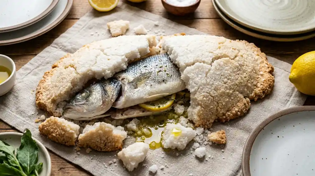 Italian Branzino al Sale (Salt-Crusted Sea Bass)