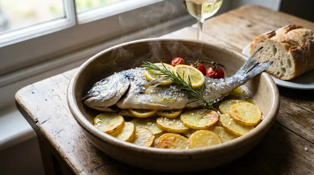 Italian Pesce al Forno con Patate (Baked Fish with Potatoes)