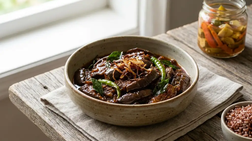 Sri Lankan Brinjal Moju (Eggplant Pickle Curry)