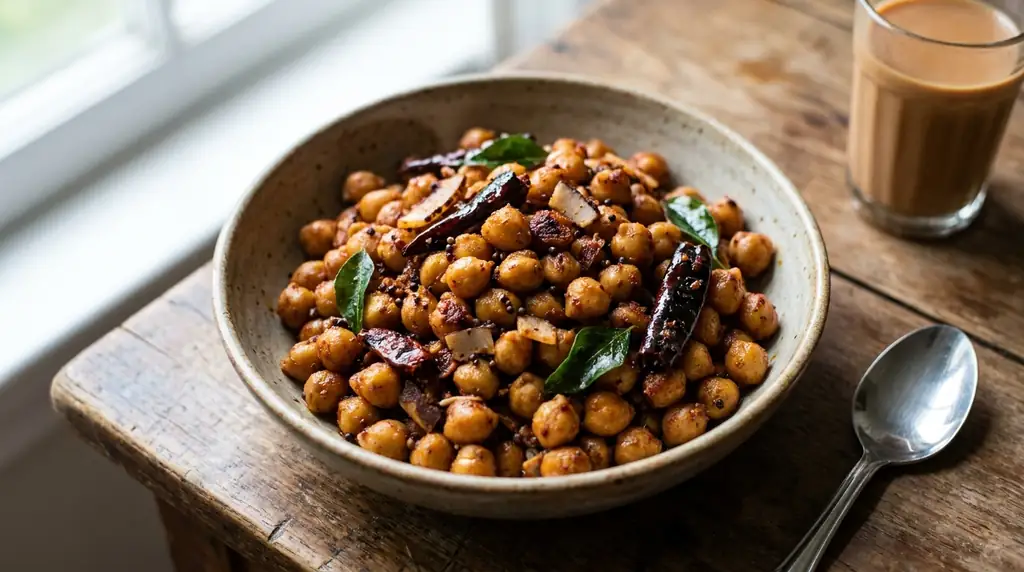Sri Lankan Devilled Chickpeas (Kadala Thel Dala)