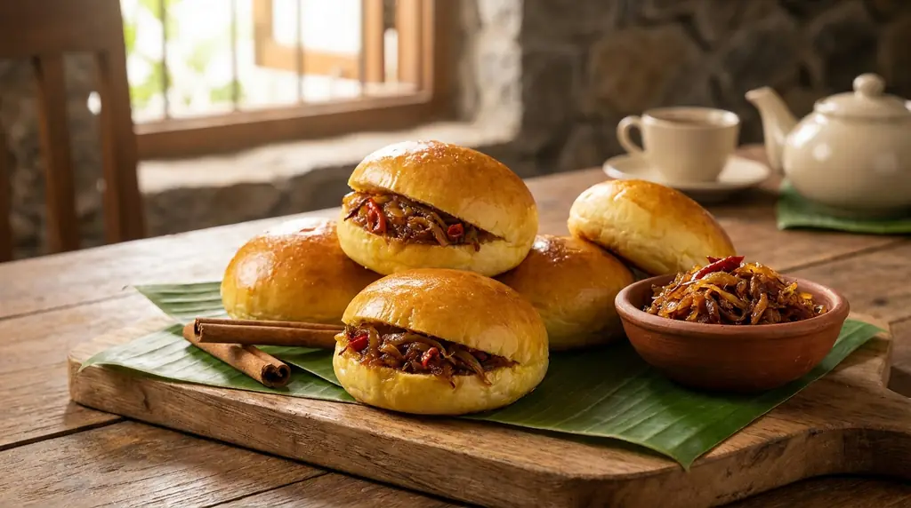 Sri Lankan Seeni Sambol Buns