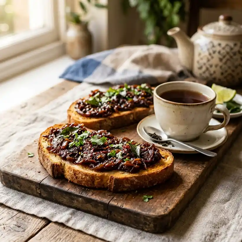 Sri Lankan Seeni Sambol Toast
